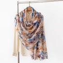 Mulberry Silk Long Scarf with Leopard and Floral Prints – Lightweight Vintage Wrap for Spring