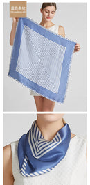 Mulberry Silk Square Scarf – 100% Pure Silk Bandana with Vintage French Print, Spring Accessory for Women