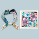 Mulberry Silk Square Scarf 53 – Floral Print Neckerchief for Spring