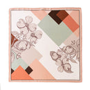 Mulberry Silk Square Scarf with Peony Print – 26 x 26 in, Hand-Rolled Hem