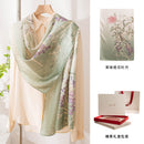 100% Mulberry Silk Floral Print Long Scarf – 170 x 55 cm Gift Box Set for Women, Spring Collection