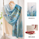 100% Mulberry Silk Floral Print Long Scarf – 170 x 55 cm Gift Box Set for Women, Spring Collection