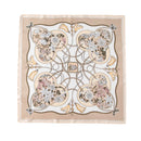 Mulberry Silk Square Scarf with Peony Print – 26 x 26 in, Hand-Rolled Hem
