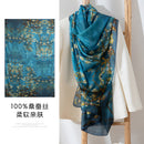 Mulberry Silk Long Scarf – Bohemian Floral Print Lightweight Wrap, 69 x 43 in