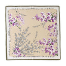 Mulberry Silk Square Scarf with Peony Print – 26 x 26 in, Hand-Rolled Hem