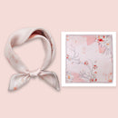 Mulberry Silk Square Scarf 53 cm Floral Print Bandana – Lightweight Neckerchief for Spring