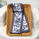 Printed Mulberry Silk Slim Scarf – 16 x 150 cm Long Neck Scarf with Trailing Ribbon for Spring