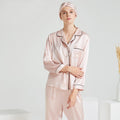 Sweet lotus pink silk loungewear set styled with hair wrap and relaxed fit