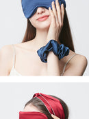 100% Mulberry Silk Sleep Eye Mask – 22 Momme Thickened, Light-Blocking, Zero Pressure, with Matching Silk Scrunchie and Headband