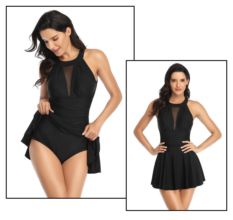 Women's One-Piece Swimsuit Nice Plus Size Bathing Suits High V Neck Mesh Ruched Swimsuits