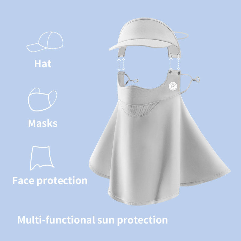 Summer Ice Silk Sunscreen Face Mask Full Face Female Frontal Neck UV Mask Removable Brim Face Kini