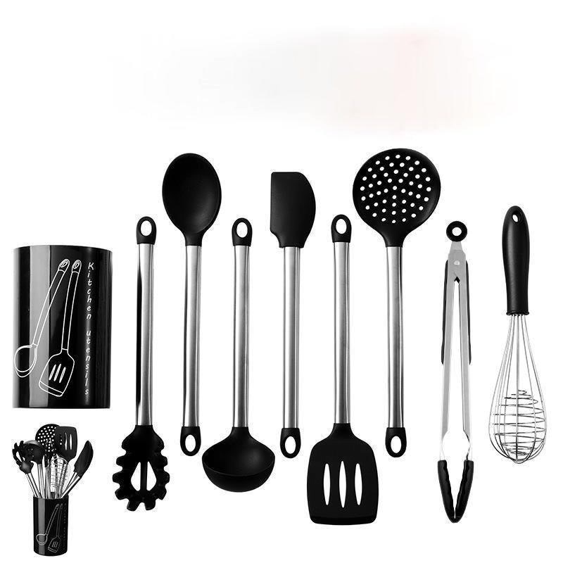 Silicone Kitchen Utensil 9-Piece Set of Premium Stainless Steel and Nonstick Silicon