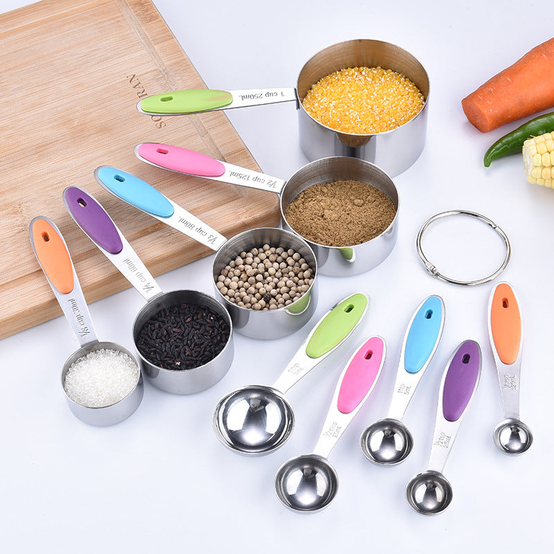 10-piece measuring spoon with stainless steel silicone handle