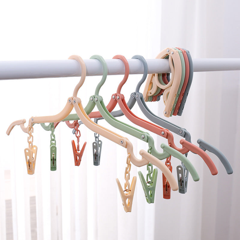 Portable Folding Clothes Hanger with Clip 4Pcs