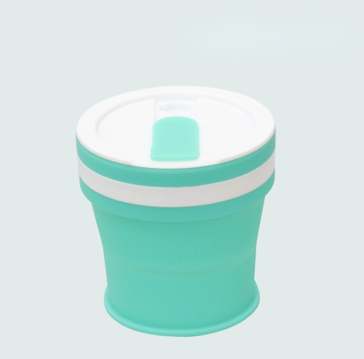 Silicone Folding Camping Cup with Lids Silicone Collapsible Travel Cup