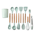Non-Stick 11 Pcs Silicone Cooking Utensils Set with Wooden Handle