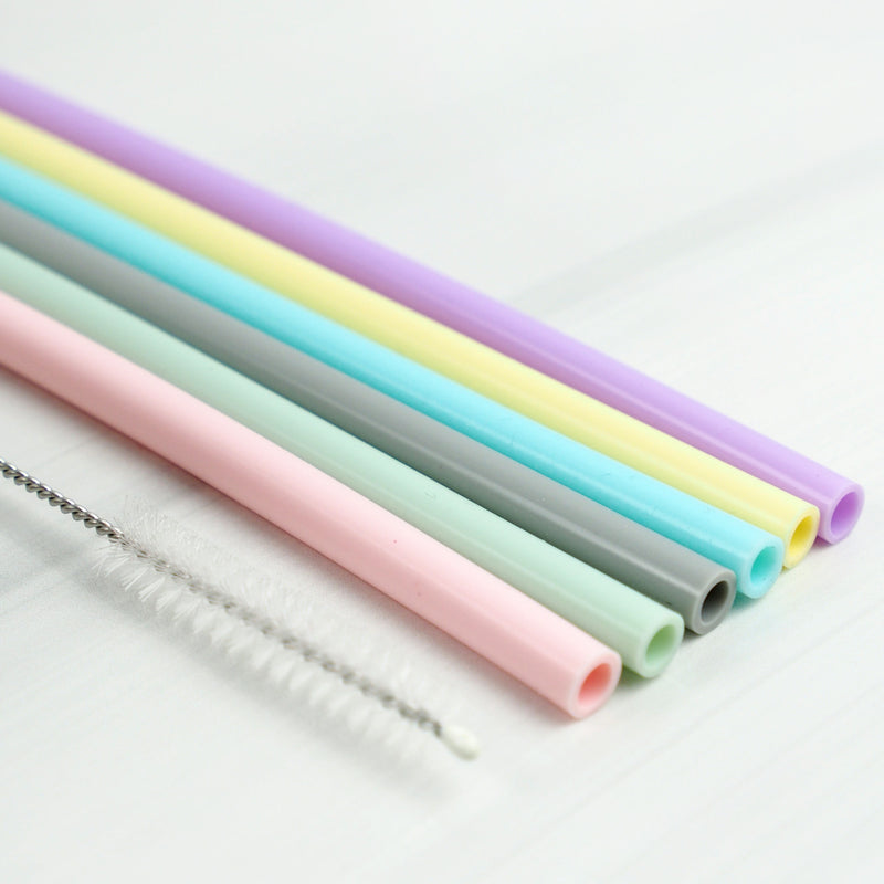 Reusable Silicone Straw Set of 6 Pieces