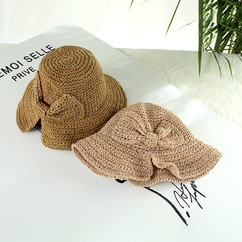 Straw Hat Wild Holiday Tourism Fisherman Hat Sunshade Sunscreen Foldable Bow Sun Hat