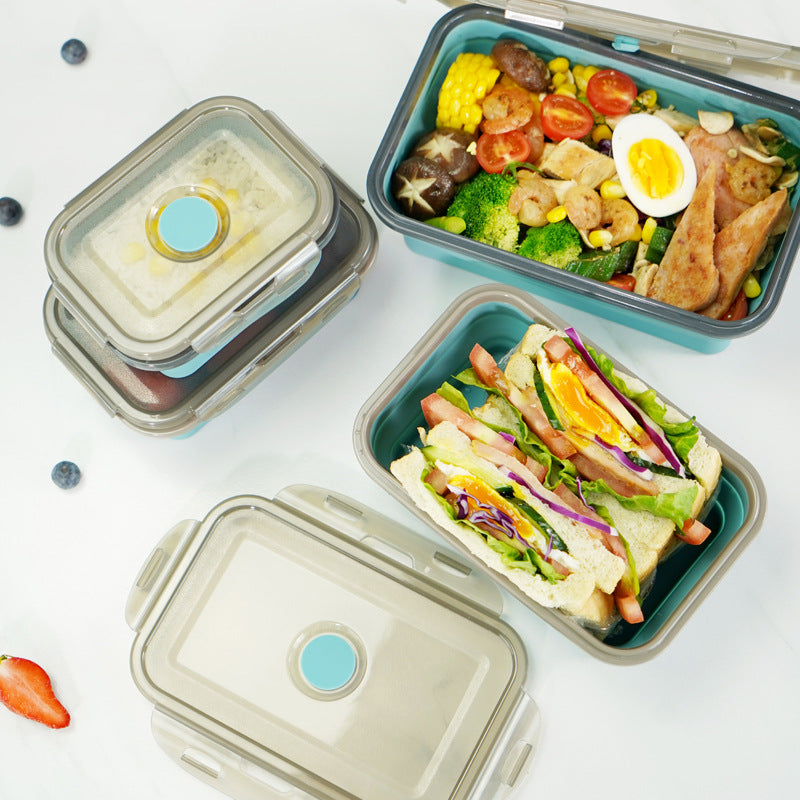 Portable Foldable Silicone Lunch Box 4 Pcs