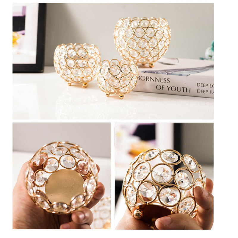 Crystal Ball Romantic Creative Desktop Electroplating Ornaments Retro Hollow Candle Holder Iron Candle Cup