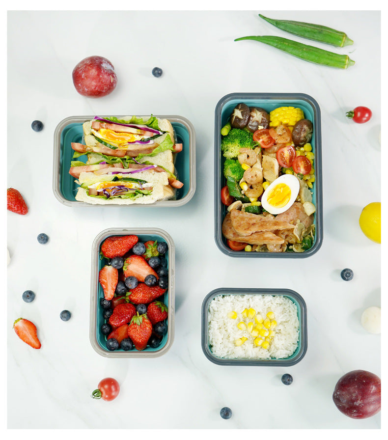 Portable Foldable Silicone Lunch Box 4 Pcs