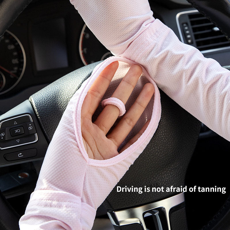 Driving Fingerless Sun Sleeves, Adjustable Protection Arm Gloves for Women Girls