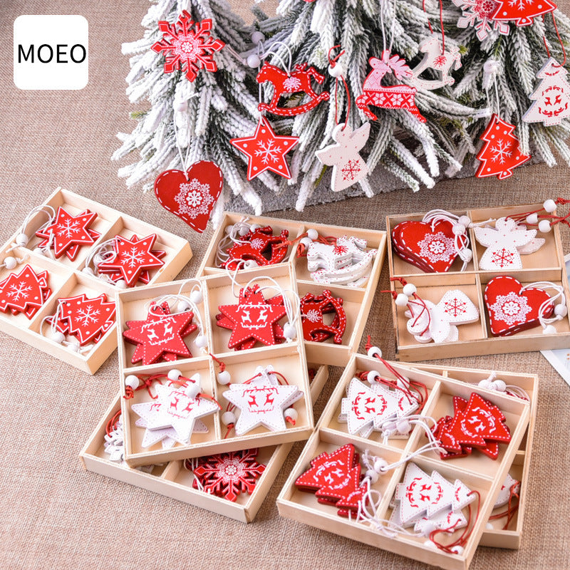 Christmas Decorations Creative Wooden Pendants DIY Mini Christmas Tree Boxed Elk Ornaments