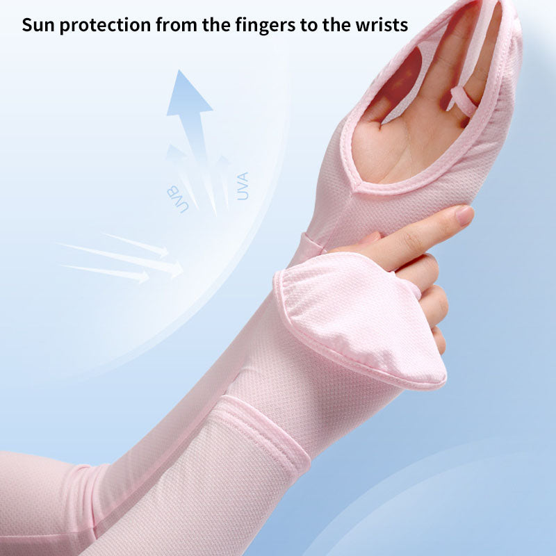 Driving Fingerless Sun Sleeves, Adjustable Protection Arm Gloves for Women Girls