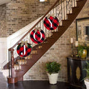 Christmas Decorations, Home Door and Window Staircase Scene Layout DIY Red and Black Grid Christmas Wreath Wreath