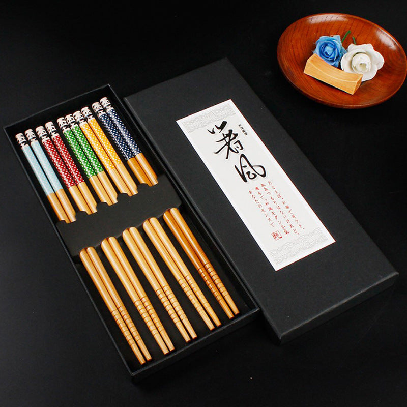 Reusable Chopsticks Japanese Natural Wooden Classic Style 5 Pairs