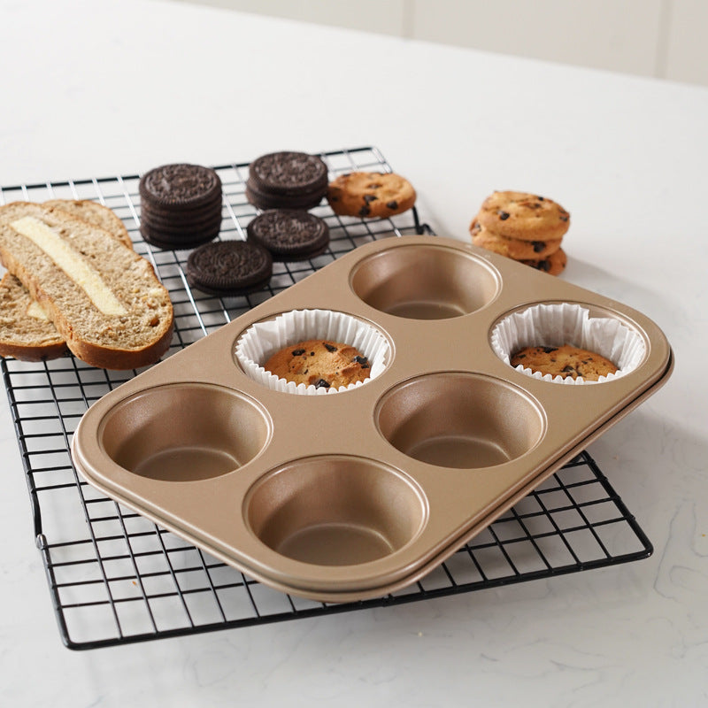 Muffin Cake Pan, 6-Cavity Non-Stick Cupcake Pan Bakeware for Oven Baking