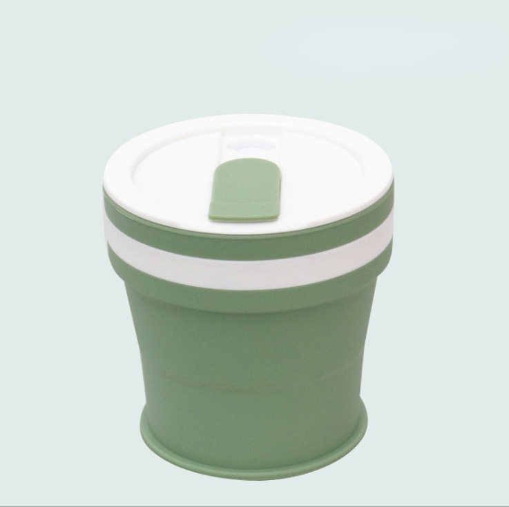 Silicone Folding Camping Cup with Lids Silicone Collapsible Travel Cup