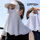 Summer Ice Silk Sunscreen Face Mask Full Face Female Frontal Neck UV Mask Removable Brim Face Kini