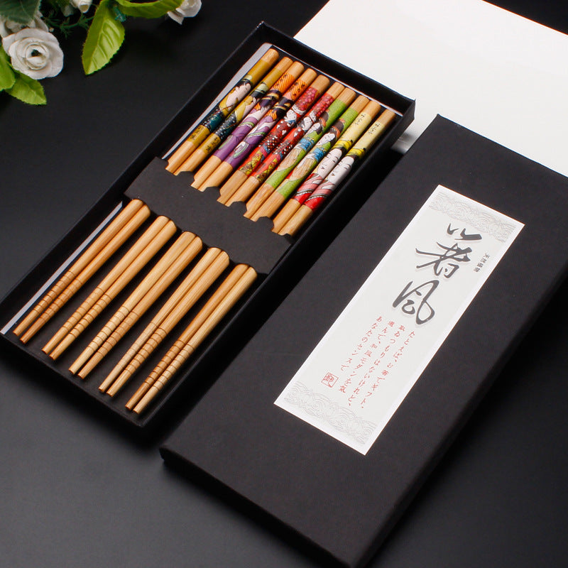 Reusable Chopsticks Japanese Natural Wooden Classic Style 5 Pairs