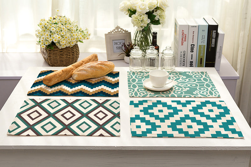 Printed cotton and linen western placemat