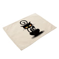 Black cat printed cotton and linen western placemat