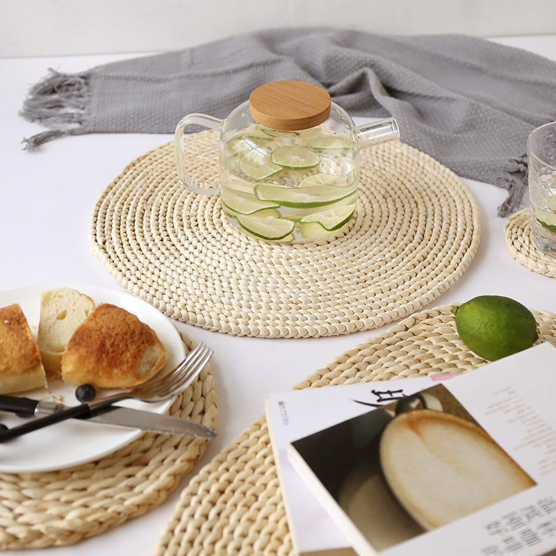 Handmade Straw Insulation Tea Mat Table Mat Heat-resistant Casserole Mat Plate Cup Placemat