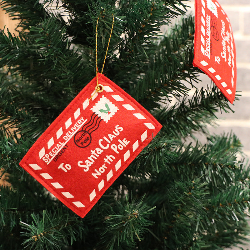 Christmas Envelope Christmas Tree Pendant Creative Card Decoration 5Piece