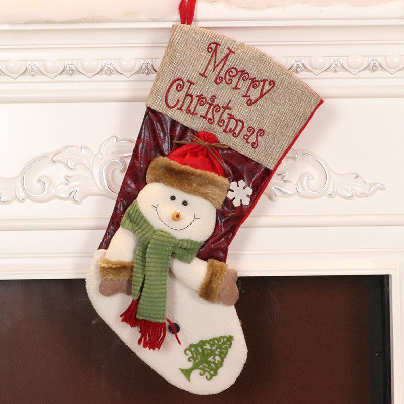 Christmas Stockings Gift Bag Large Candy Socks Pendant Santa Claus Decoration