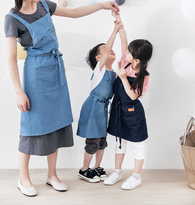 Denim parent-child apron pure cotton