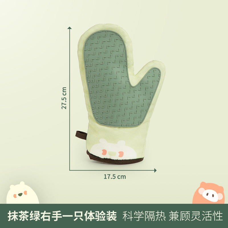 Microwave oven anti-scalding thickened gloves heat insulation non-slip household high temperature resistant kitchen baking oven special gloves fabric