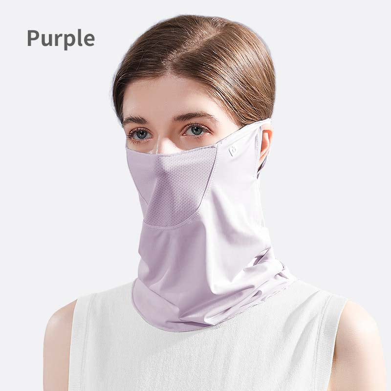UPF50+ Summer Ice Silk Sunscreen Mask Sun Protection UV Protection Quick Dry Neck Cover Cold Face Protection Neck Hanging Ear Bandana for Women