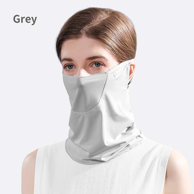 UPF50+ Summer Ice Silk Sunscreen Mask Sun Protection UV Protection Quick Dry Neck Cover Cold Face Protection Neck Hanging Ear Bandana for Women