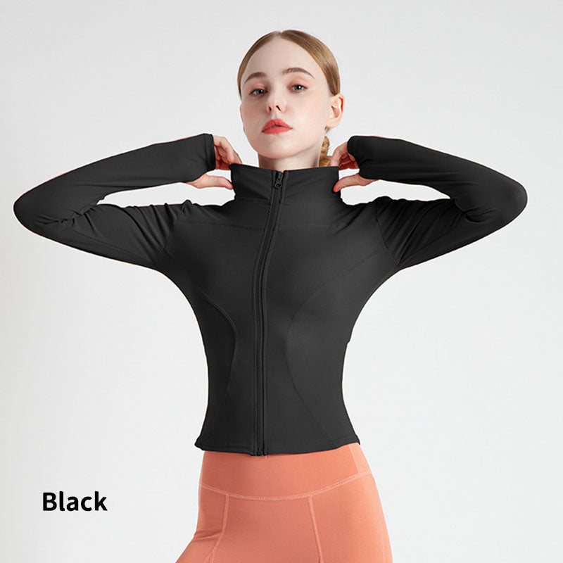 Women's Zip Up Lightweight Workout Athletic Crop Jacket Running Sports Yoga Cropped Top Seamless Fitted