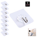 Wall Hooks Transparent Reusable Seamless Hooks,Waterproof and Oilproof,Bathroom Kitchen Heavy Duty Self Adhesive Hooks,8 Pack